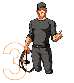 Kuvituskuva nuohoojasta, joka on valmis suorittamaan nuohouksen.